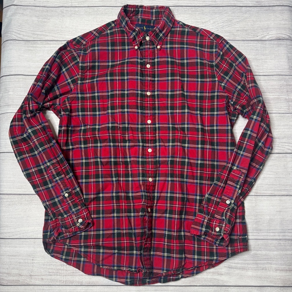 Ralph Lauren Red Plaid Flannel Men’s Shirt Size Large